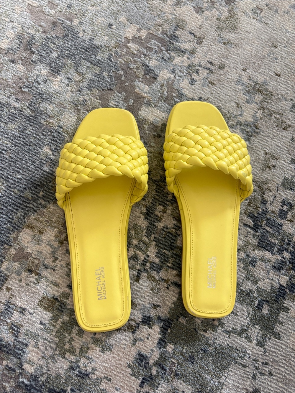 MICHAEL Michael Kors Bright Yellow Braided Slide Mules